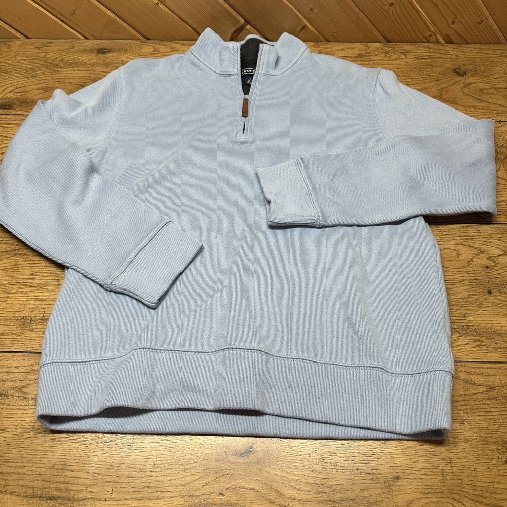 Lands' End Bedford‎ Ribbed 1/4 Zip Sweater Blue Cotton | Men's L 42-44